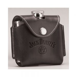 Black Leather Cover JD Flask
