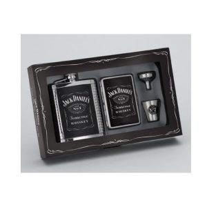 Jack Daniel’s Gift Set w/Ribbed Leather Flask